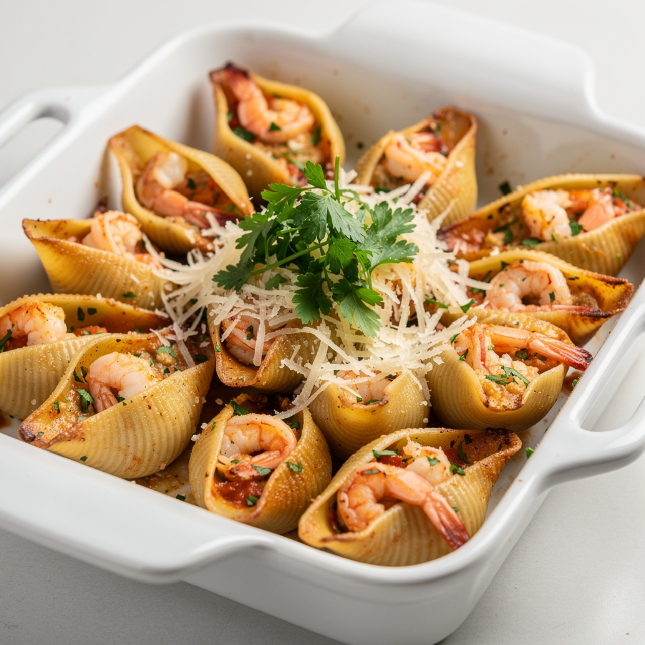 Shrimp Stuffed Shells with Creamy Ricotta and Garlic Butter Sauce