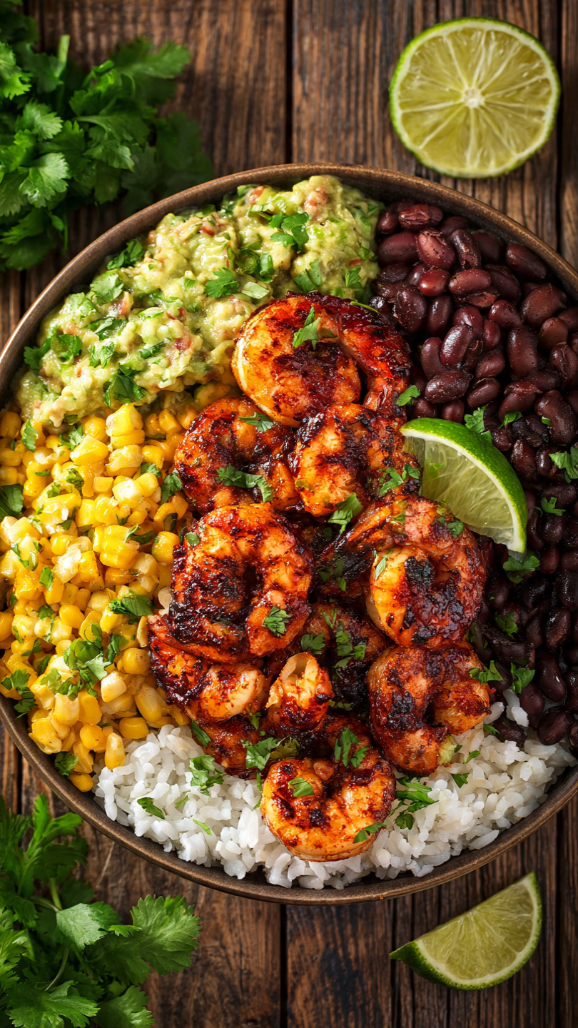 Chili Lime Shrimp Burrito Bowls