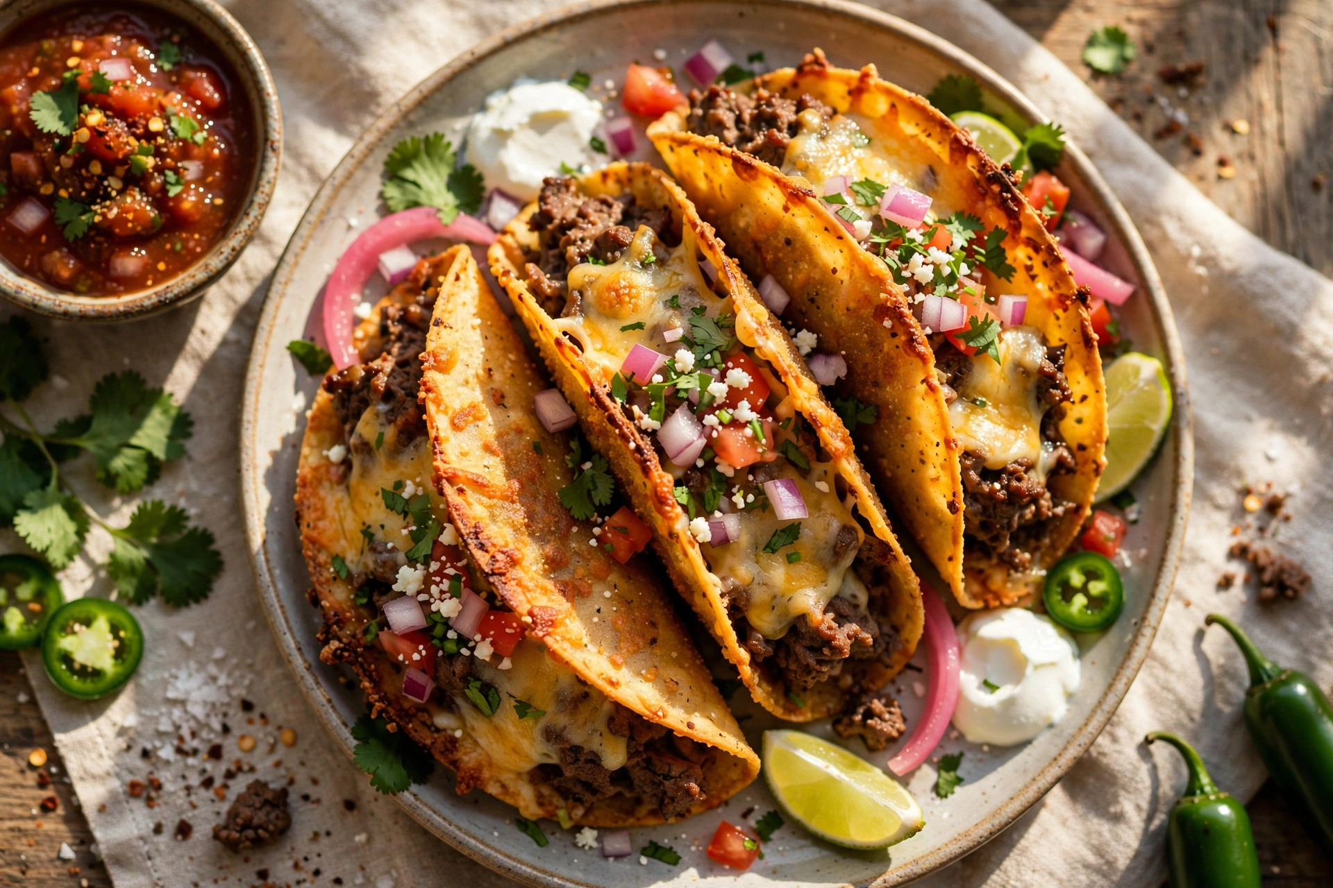 Crispy Baked Beef and Cheese Tacos
