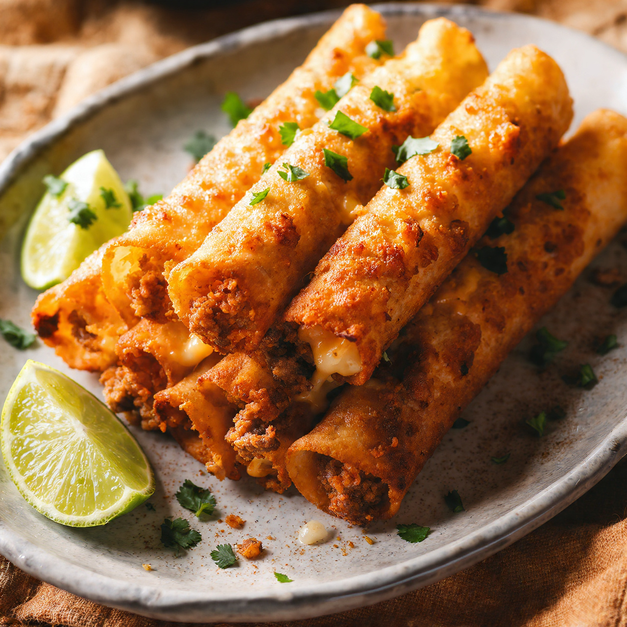 Crispy Cheesy Beef Taquitos