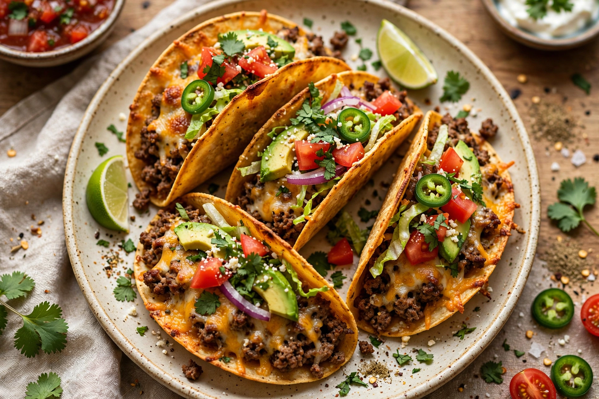 Ground Beef Baked Tacos