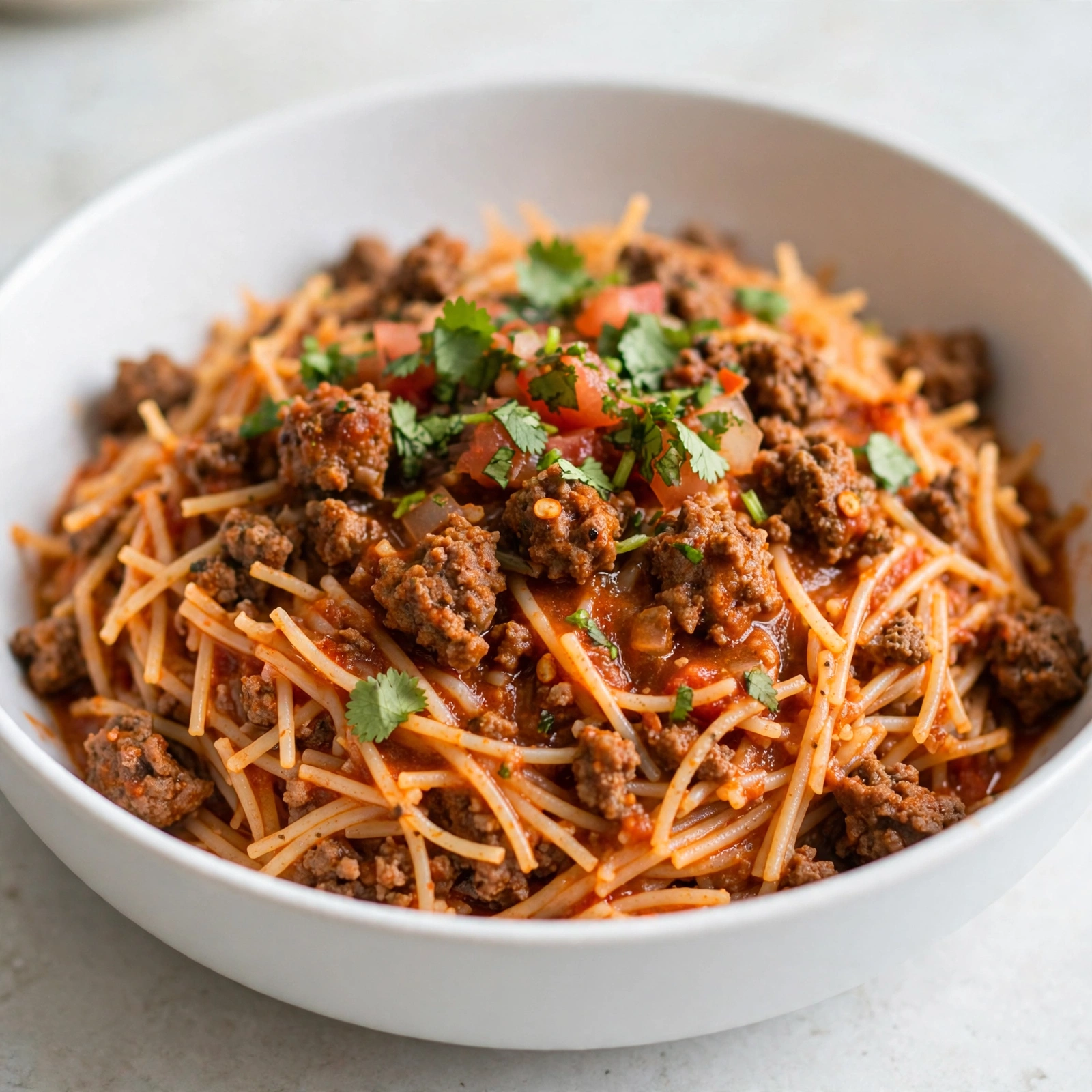 Mexican Fideo with Ground Beef (Sopa de Fideo)
